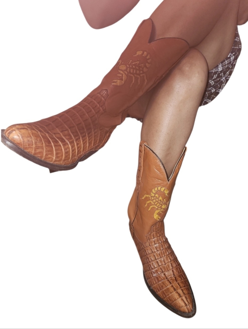 El Alacrán de Durango Western Boots Exotic Caiman Tail 8.5 Cognac Style 7934 - Picture 8 of 17